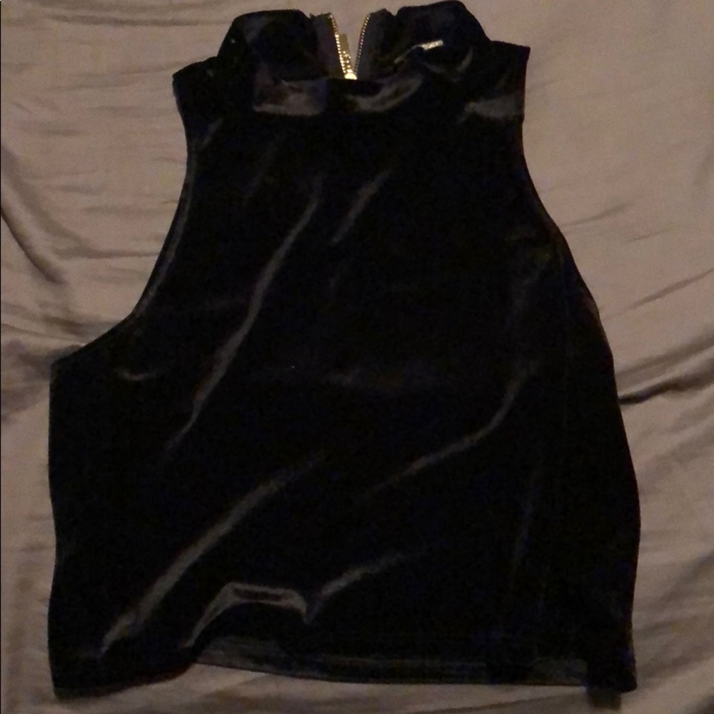 Black Velvet Crop Top